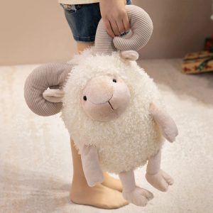 かわいい ふわふわ 羊のぬいぐるみ コーデュロイ角