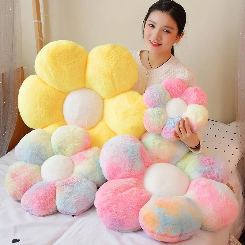 ふわふわ タイダイ柄 花形クッション - 画像 (3)