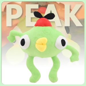 ふわふわ ライムグリーン 目玉の大きな 赤い帽子 ぬいぐるみ