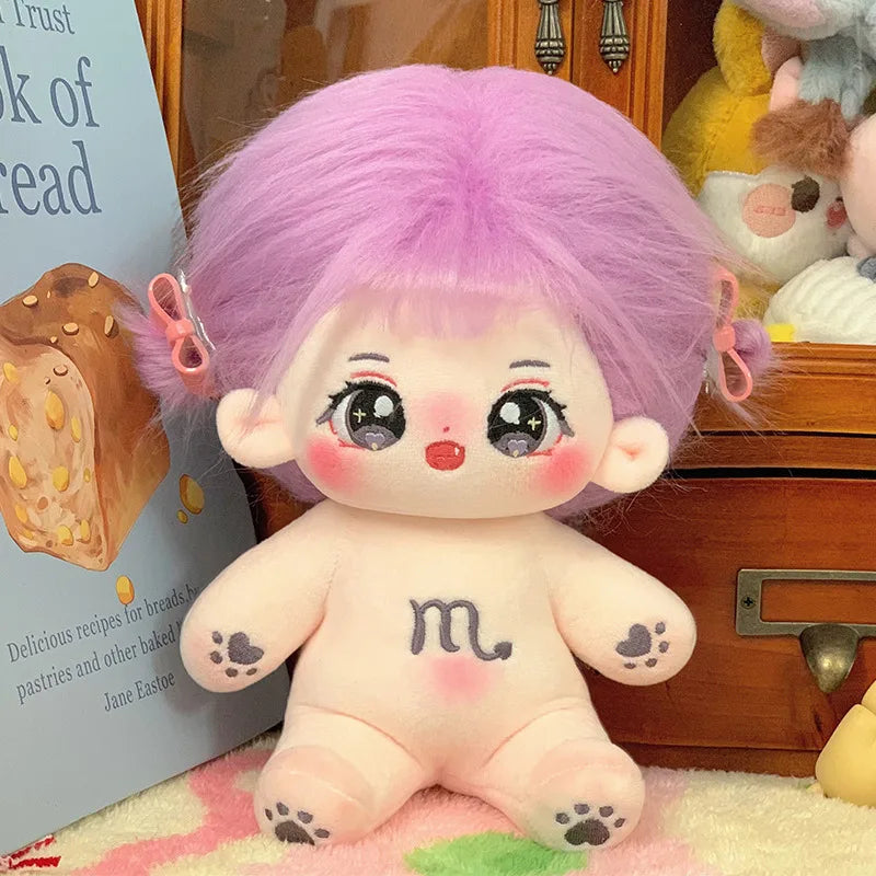 ぬいぐるみ ピンク髪のキラキラ瞳 イチゴ柄ワンピースと帽子 - 画像 (11)