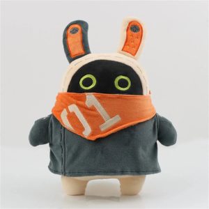 「01」刺繍入り オレンジスカーフのロボットうさぎ ぬいぐるみ