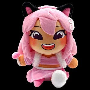 ふわふわピンクネコ耳ガールぬいぐるみ
