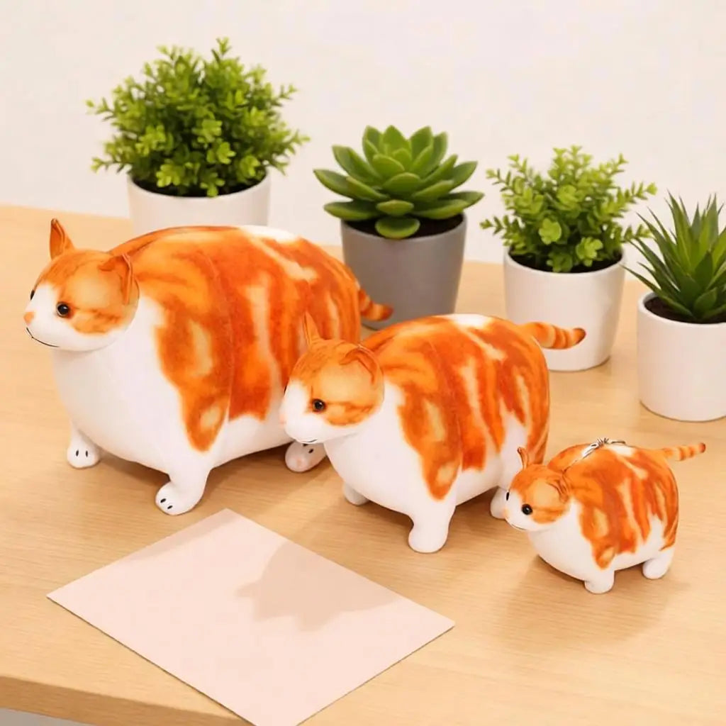 もっちり茶トラ猫 ぬいぐるみ 大小セット キーホルダー付き - 画像 (3)