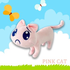 ピンクの困り顔ネコ ぬいぐるみ