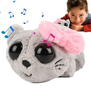 大きな目のかわいい ピンクの グレー ハムスター 音の出る ぬいぐるみ