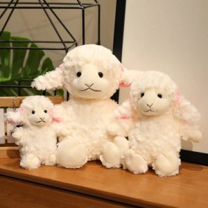 ふわふわ オフホワイト 羊の親子ぬいぐるみ ピンク耳