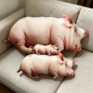 リアルな眠る豚のぬいぐるみクッション