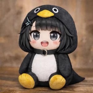 大きな瞳のペンギン着ぐるみ チョーカー付き キャラクターぬいぐるみ