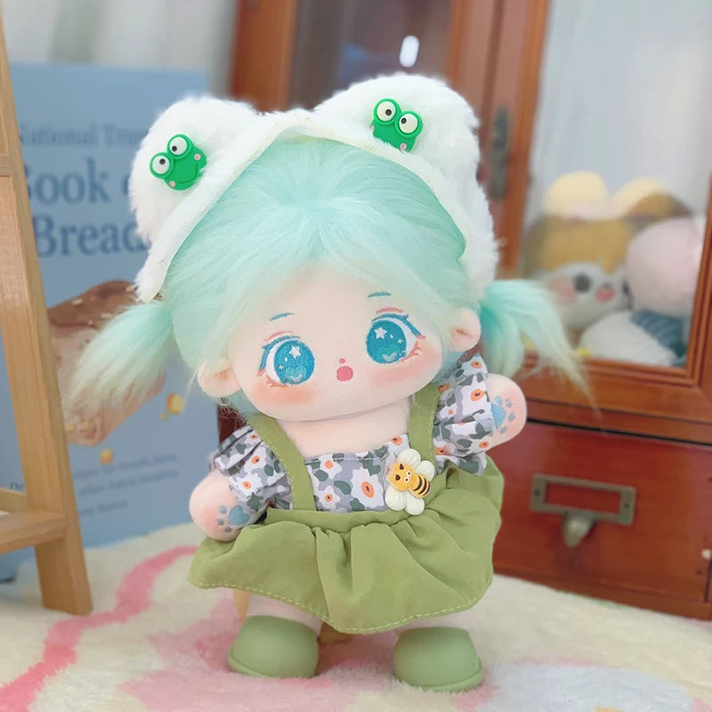 ぬいぐるみ ピンク髪のキラキラ瞳 イチゴ柄ワンピースと帽子 - 画像 (22)