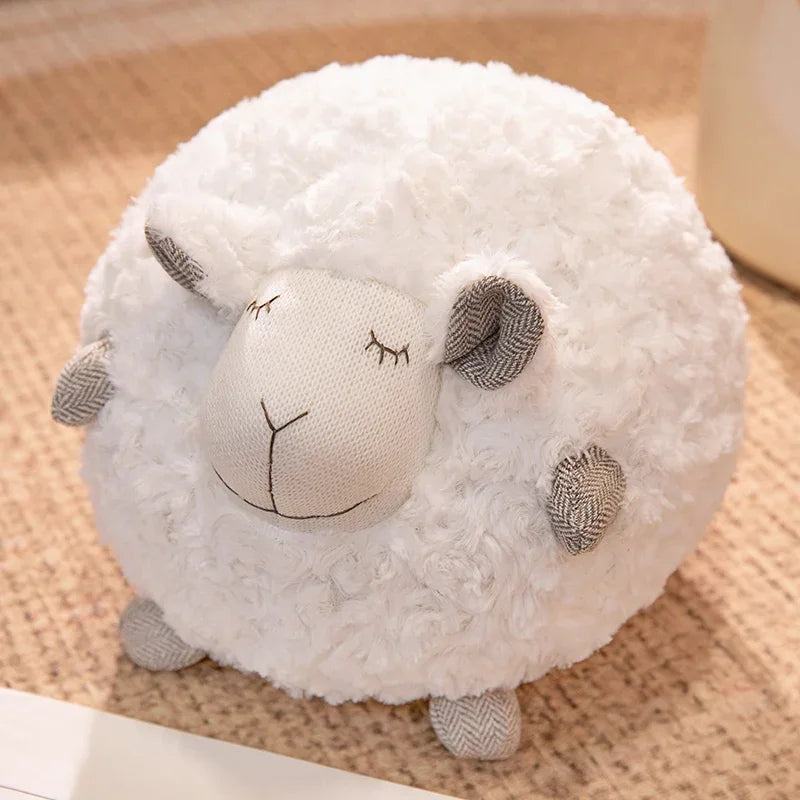 丸い もこもこ ひつじの寝顔 ぬいぐるみクッション - 画像 (7)