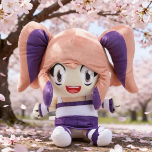 ピーチとパープルの可愛いアニメ風キャラクターぬいぐるみ