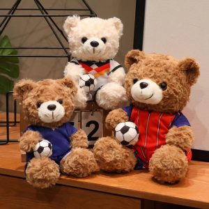 クリーム色のサッカー ドイツ代表 ユニフォーム テディベア ボール付き