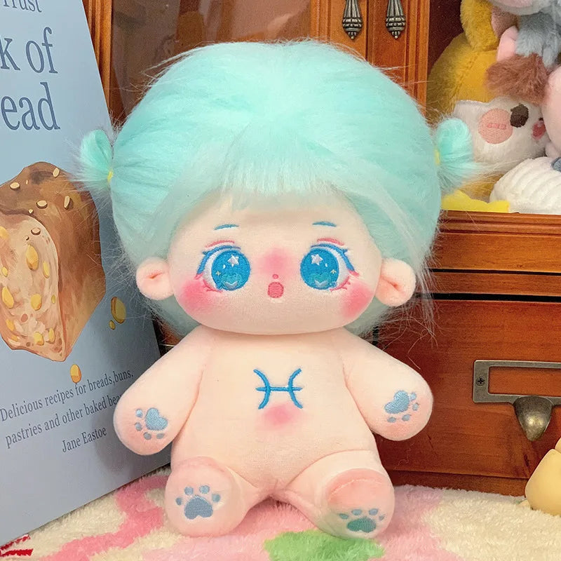 ぬいぐるみ ピンク髪のキラキラ瞳 イチゴ柄ワンピースと帽子 - 画像 (18)