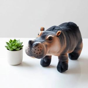 リアルなカバのぬいぐるみ グレーとブラウンのグラデーション