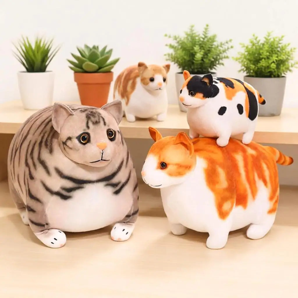 もっちり茶トラ猫 ぬいぐるみ 大小セット キーホルダー付き - 画像 (2)