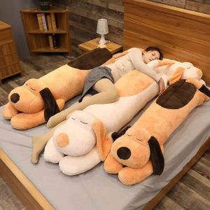 ふわふわ 眠る 犬の ロング 抱き枕 癒し系 可愛い クッション オレンジ ブラウン