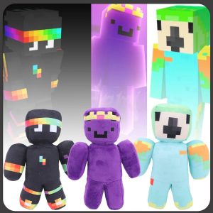 マインクラフト風 レインボーヘッドバンド 黒 ぬいぐるみ