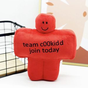 ブロック型 赤い ニコニコ顔 ぬいぐるみ