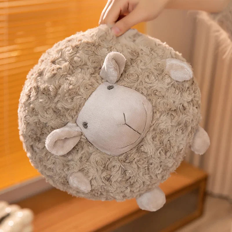 丸い もこもこ ひつじの寝顔 ぬいぐるみクッション - 画像 (2)