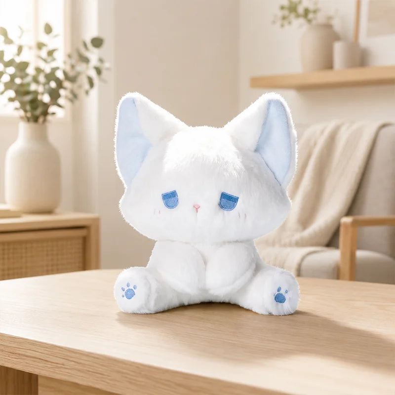 眠そうな目の黒猫ぬいぐるみ ネオングリーン耳 - 画像 (4)