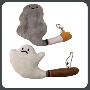 悲しげな顔の煙とおばけ タバコ ぬいぐるみキーホルダー