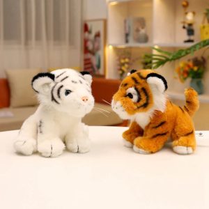 ふわふわ可愛い子虎ぬいぐるみ ホワイト&ブラウン