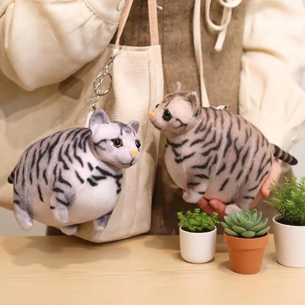 もっちり茶トラ猫 ぬいぐるみ 大小セット キーホルダー付き - 画像 (4)