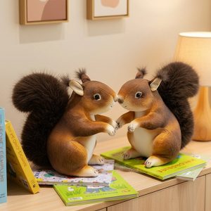 リアルな ふわふわ尻尾の 茶色 リス ぬいぐるみ