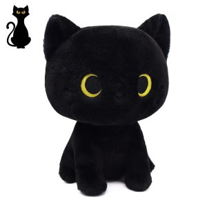 可愛い ふわふわ 三日月目 黒猫 ぬいぐるみ