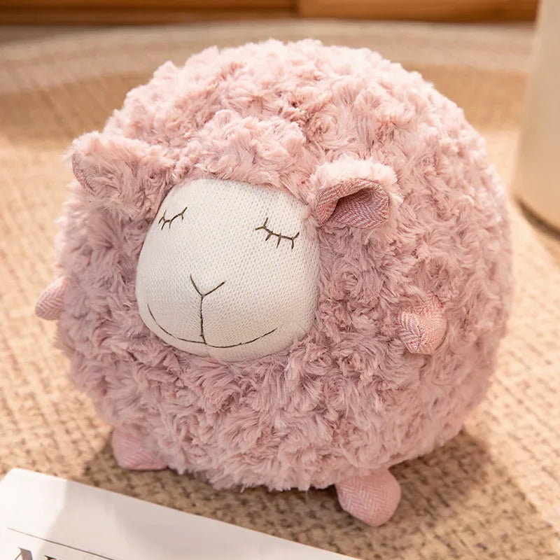 丸い もこもこ ひつじの寝顔 ぬいぐるみクッション - 画像 (5)