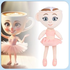 ピンクの ふわふわ コーヒーカップ バレリーナ ぬいぐるみ