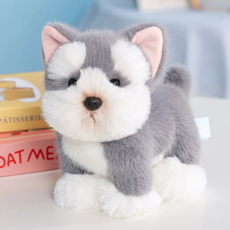 犬 ぬいぐるみ ふわふわ 白黒と白い可愛い子犬 - 画像 (7)