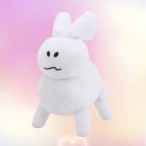 ふわふわ 白い 困り顔の うさぎ ぬいぐるみ
