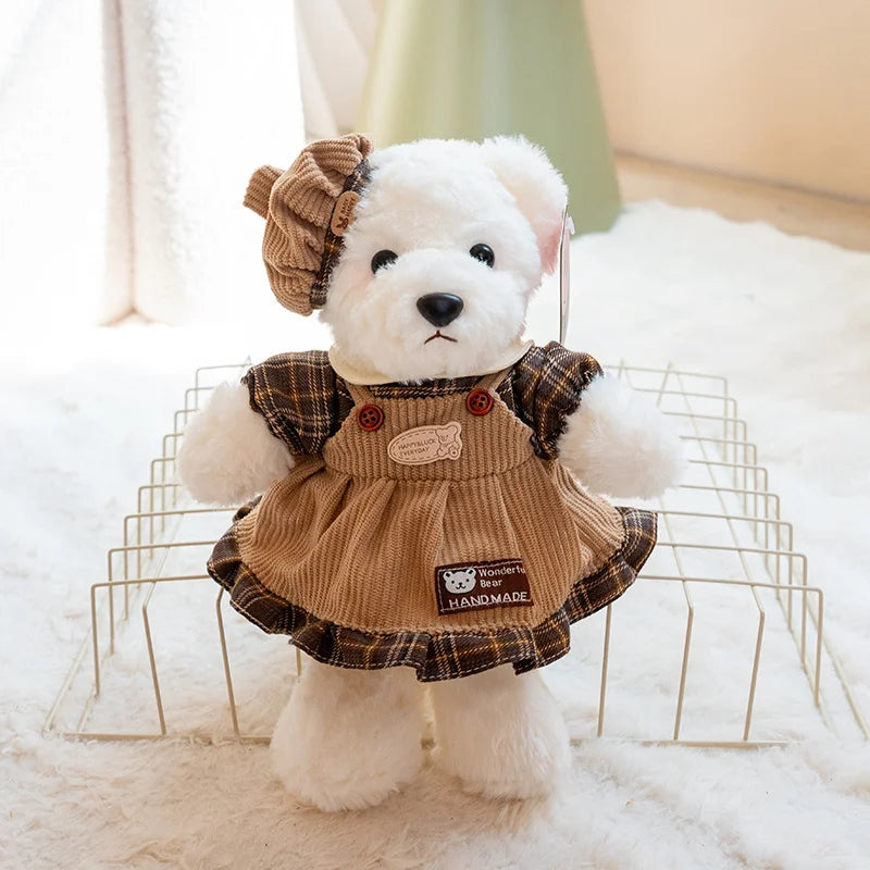 おしゃれな お揃いコーデ くまのぬいぐるみ ペア コーデュロイ&チェック柄 - 画像 (7)