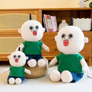 とんがり頭とたらこ唇の面白顔 ぬいぐるみ