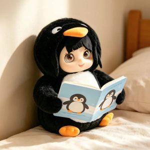 読書する 可愛い ペンギン着ぐるみ ドール ぬいぐるみ