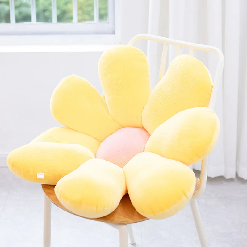 ふわふわ クリーム&ピンク フラワー コーデュロイ風 クッション - 画像 (11)