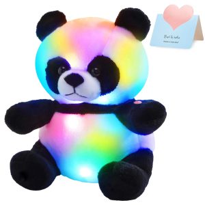 LEDで光るふわふわレインボーパンダぬいぐるみ